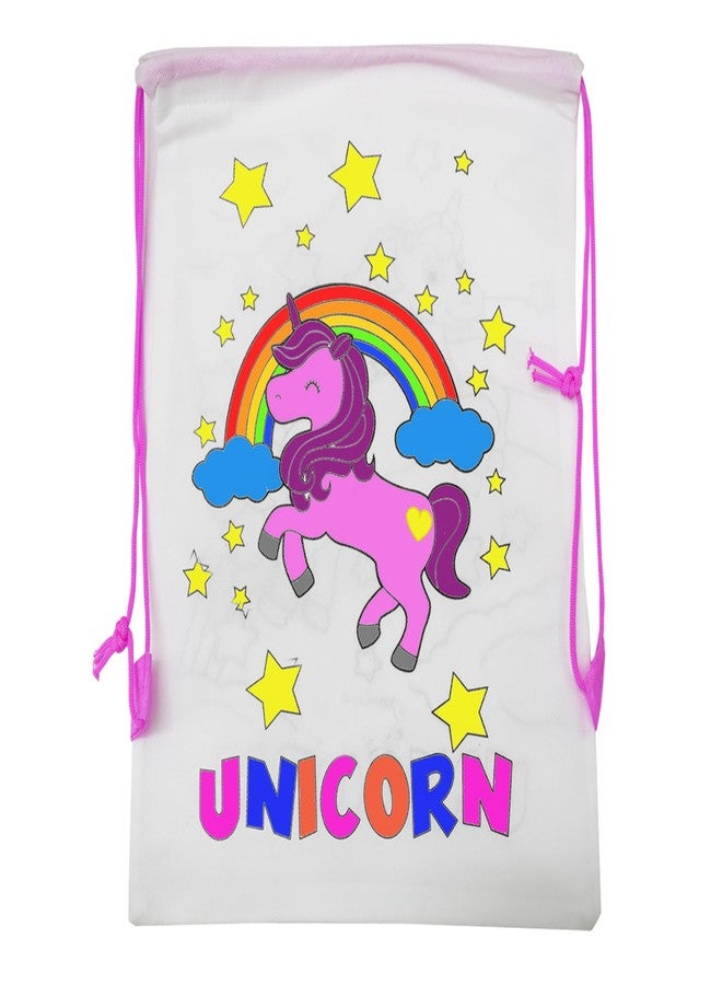 Asera DIY Colouring Bags Birthday Return Gifts Haversack Bags Dori Bags | Set of 12 | Size: 14 x 11 inches | for Kids (Assorted) - Image 4